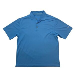 Nike Golf Shirt Mens L Large Alegria Blue Fit Dry Athletic Moisture Wick Polo